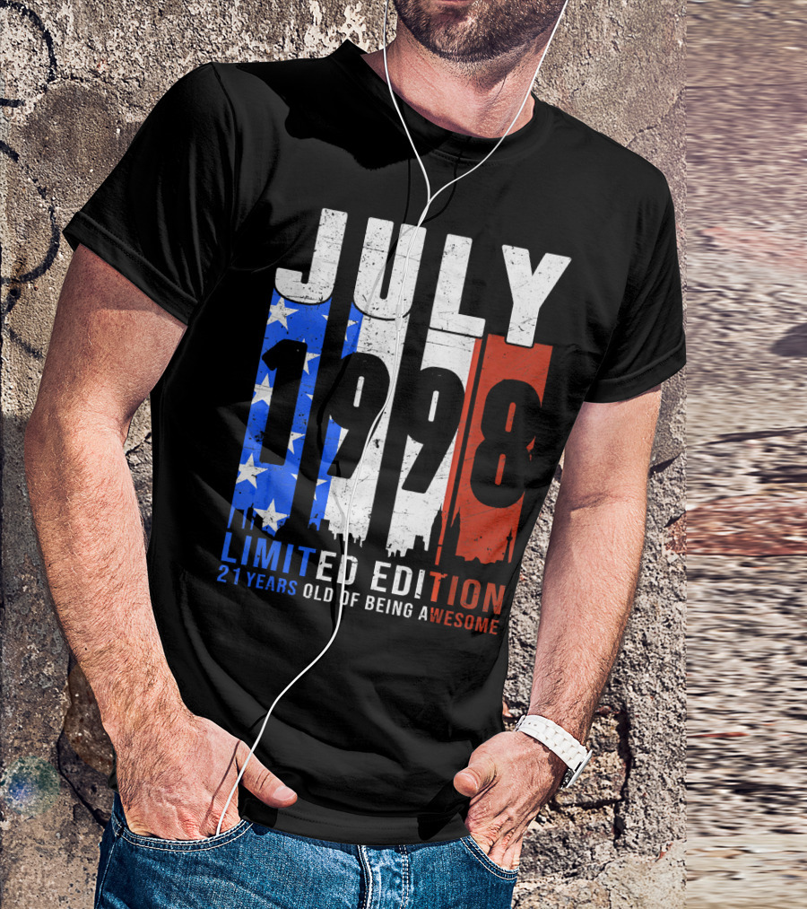 July 1998 American Flag 21 Years Old Of Being Awesome T-Shirt