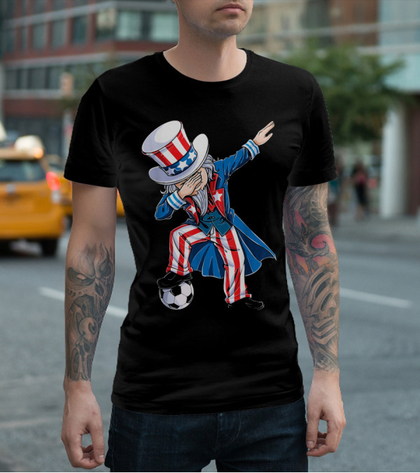 Dabbing Uncle Sam Soccer Patriotic USA Football Dance T-Shirt