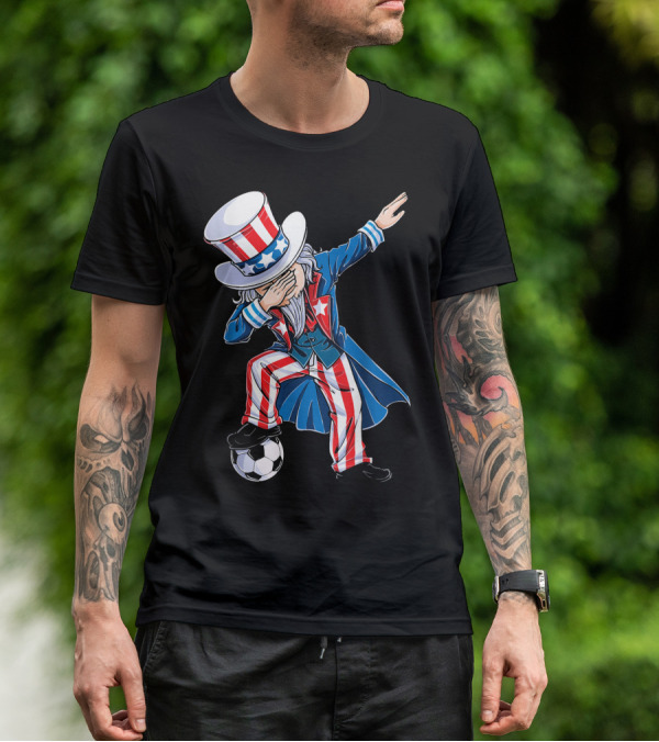 Dabbing Uncle Sam Soccer Patriotic USA Football Dance T-Shirt