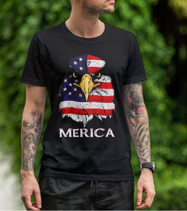 Merica Bald Eagle American US Flag T-Shirt