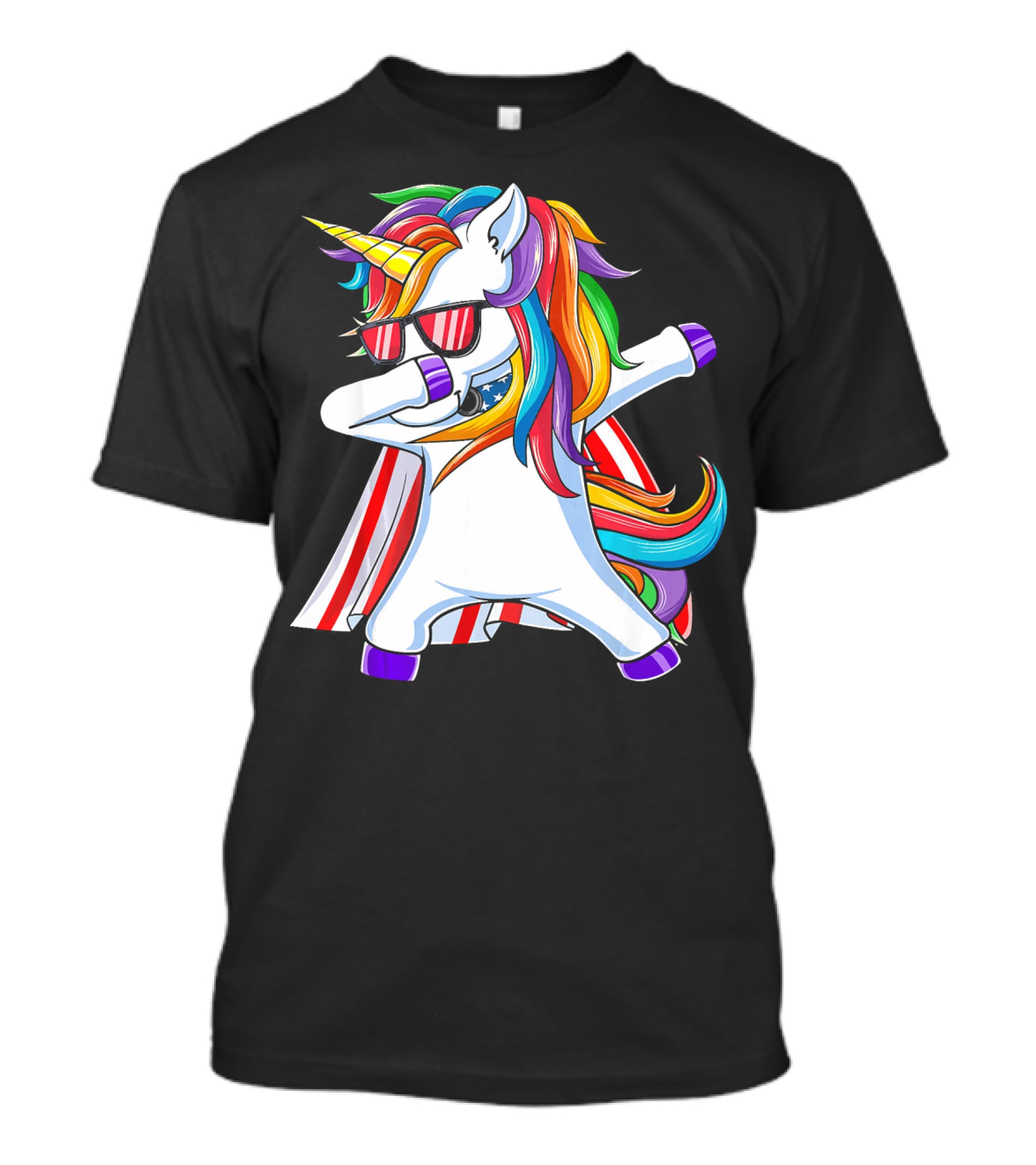 Dabbing Americorn American Flag Unicorn T-Shirt