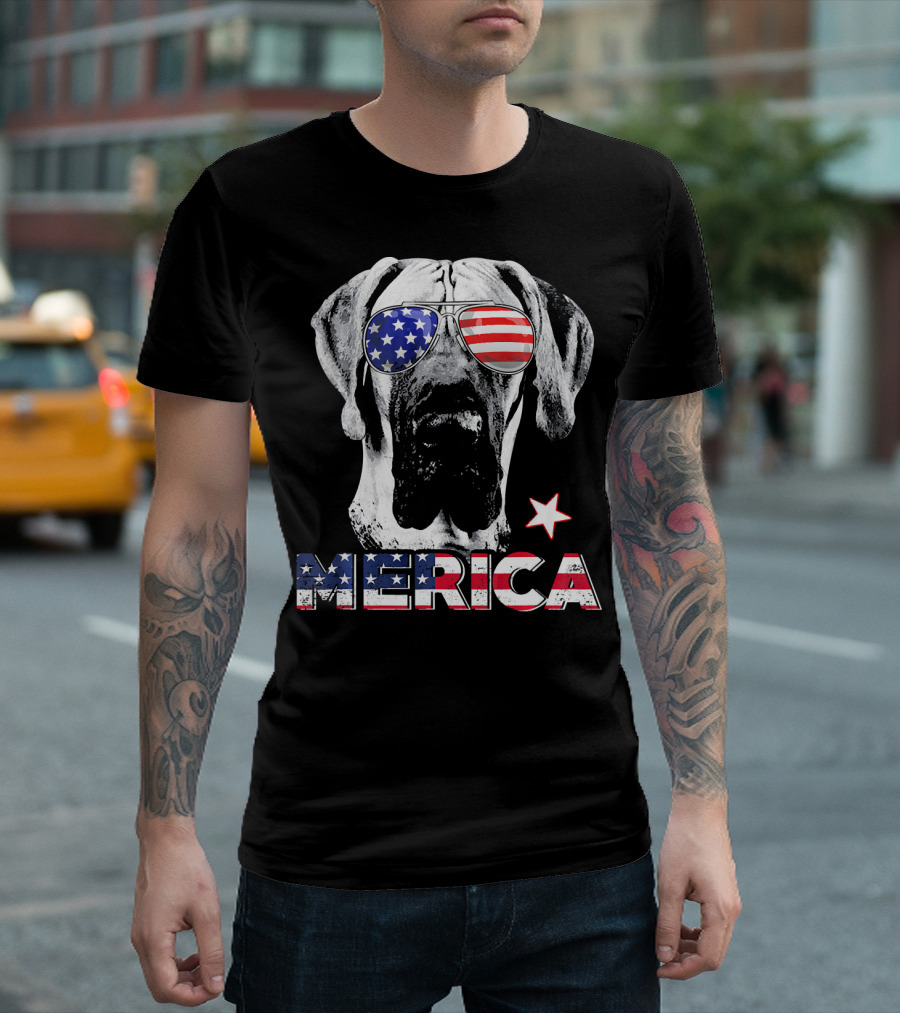Great Dane 'Merica American Flag Sunglass Star T-Shirt