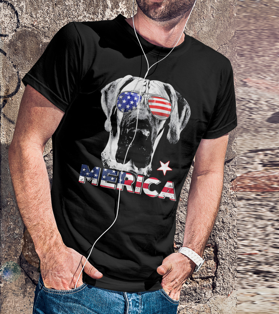 Great Dane 'Merica American Flag Sunglass Star T-Shirt