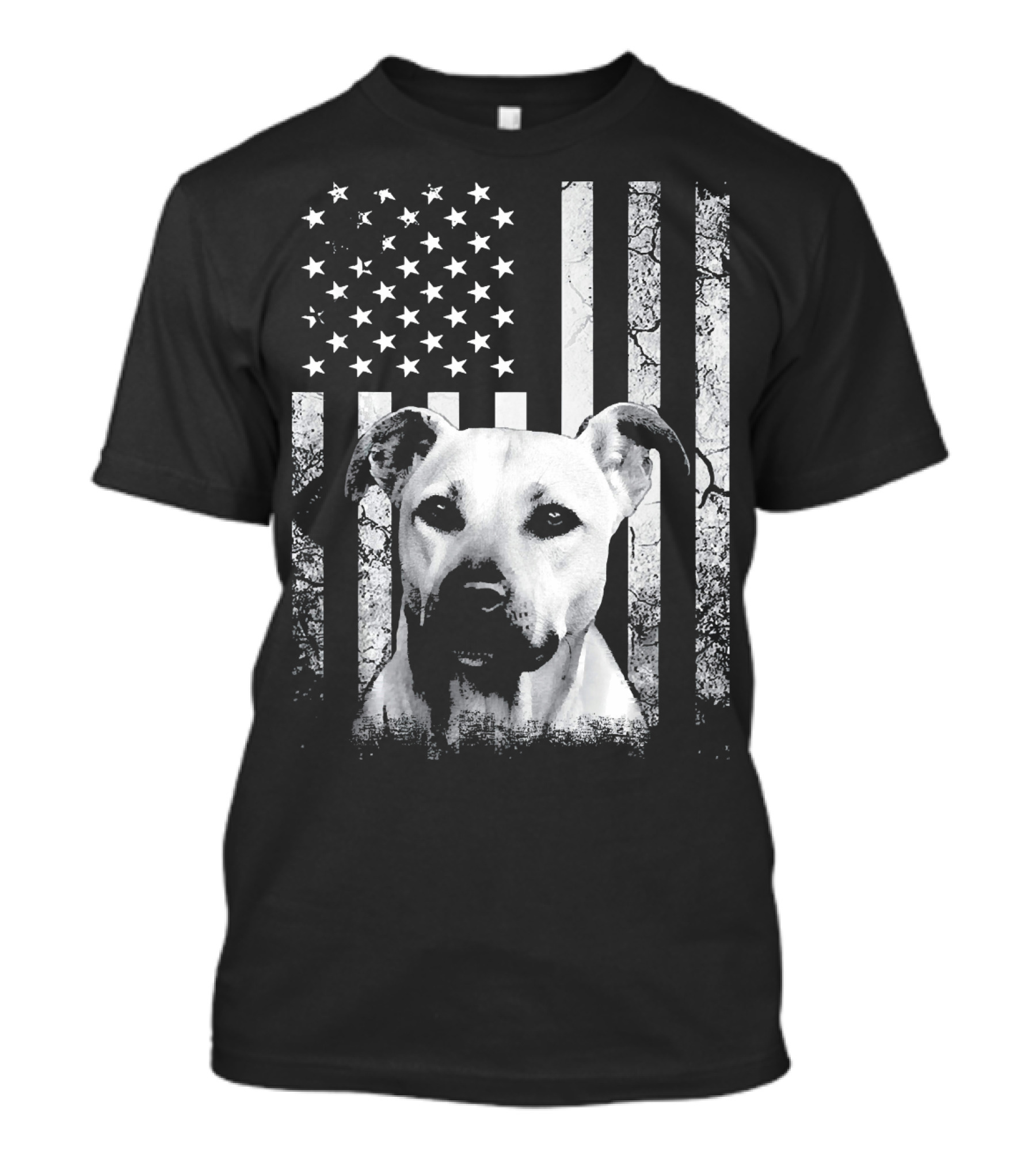 Black Mouth Cur With American Flag Fourth Of July America Dog T-Shirt