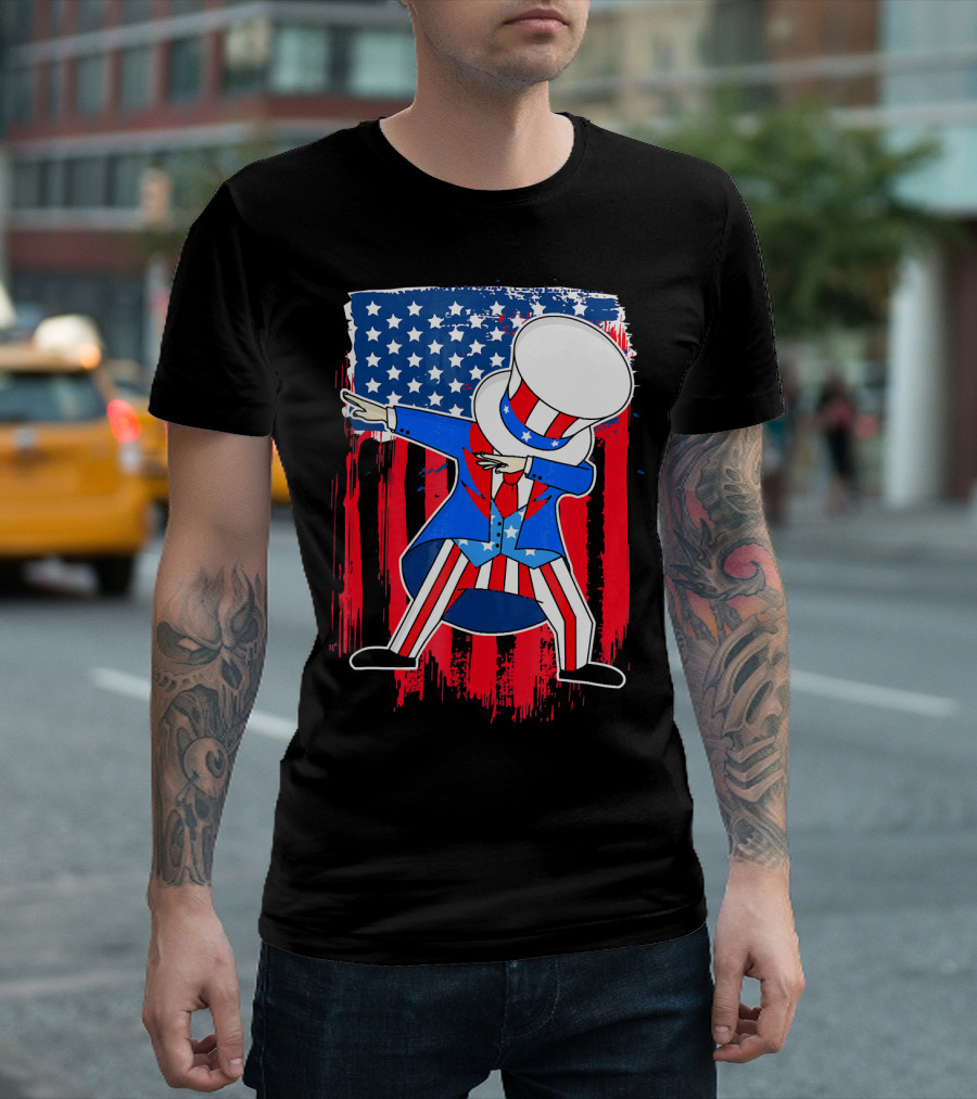 Uncle Sam Dab 4th Of July American Flag T-Shirt