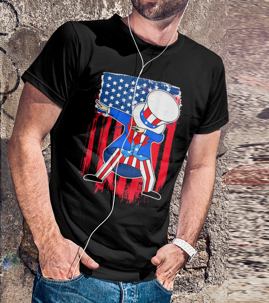 Uncle Sam Dab 4th Of July American Flag T-Shirt