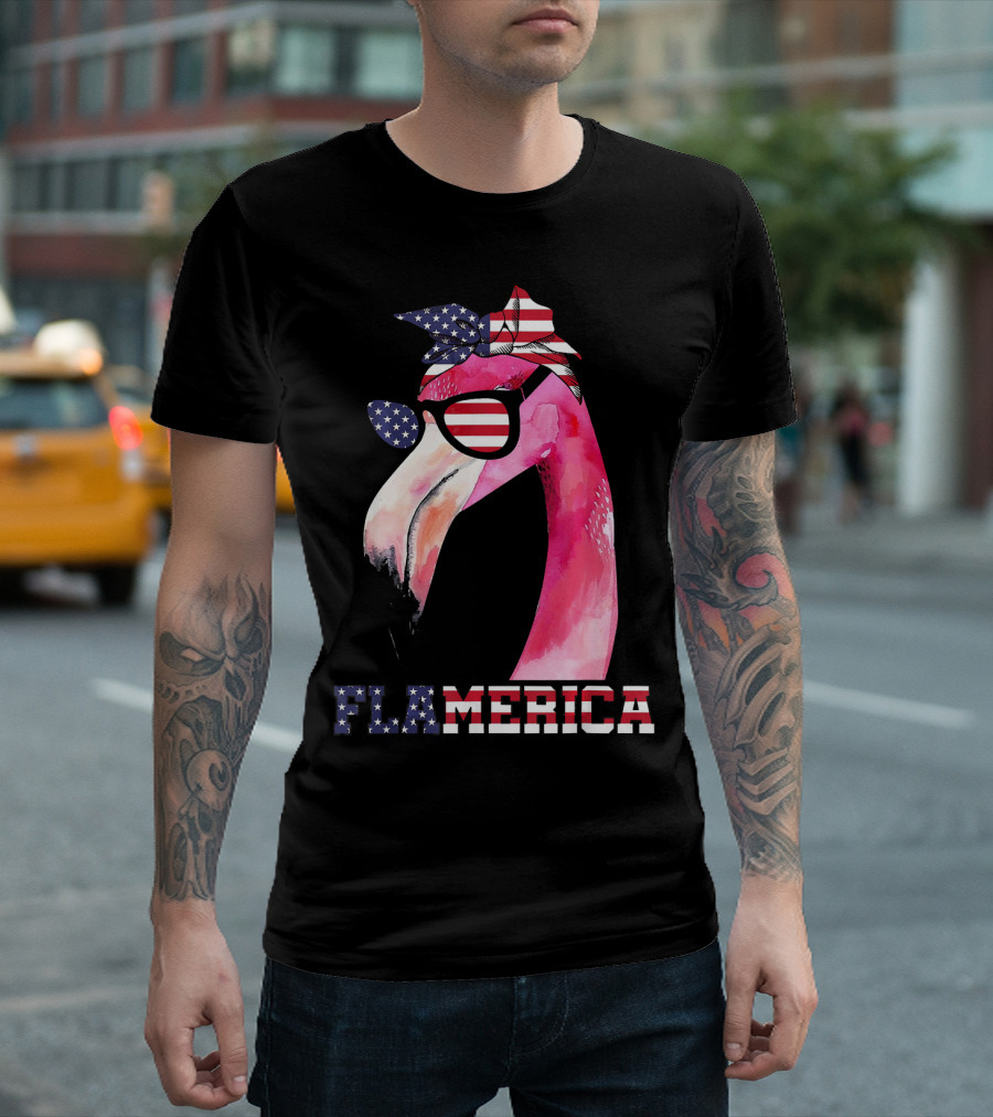 Flamerica Flamingo 4th Of July Funny Patriotic T-Shirt