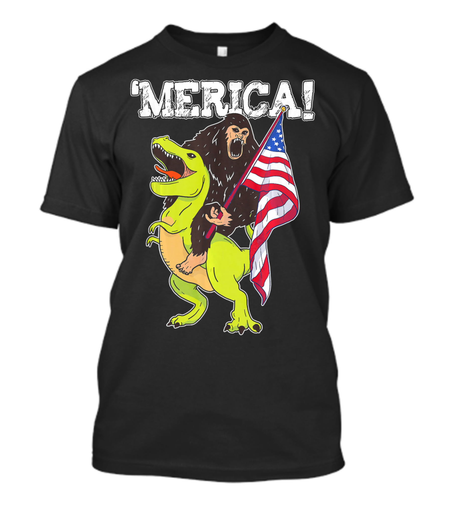 'Merica Bigfoot Dinosaur Fourth Of July Patriot T-Shirt
