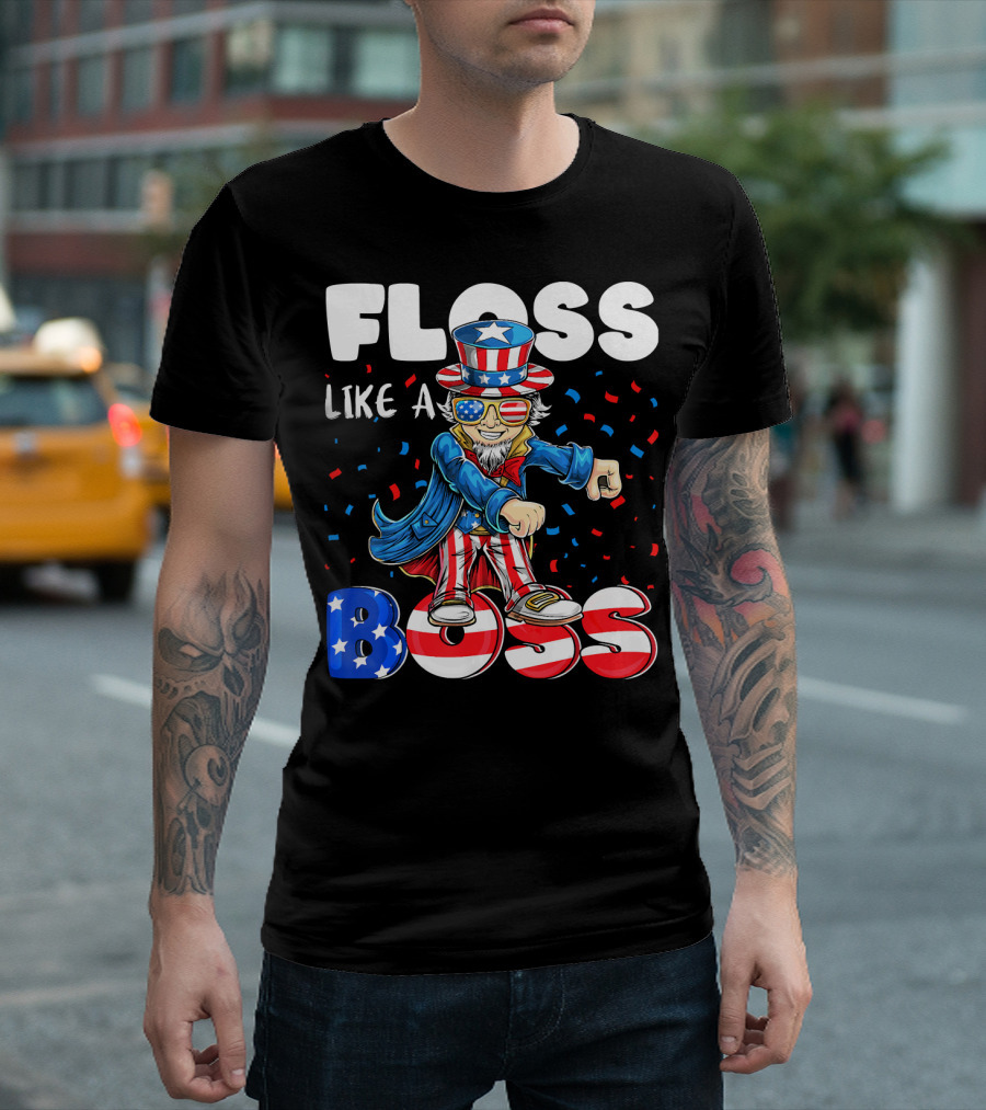 Floss Like a Boss Flossing Patriotic Uncle Sam Dance Moves T-Shirt