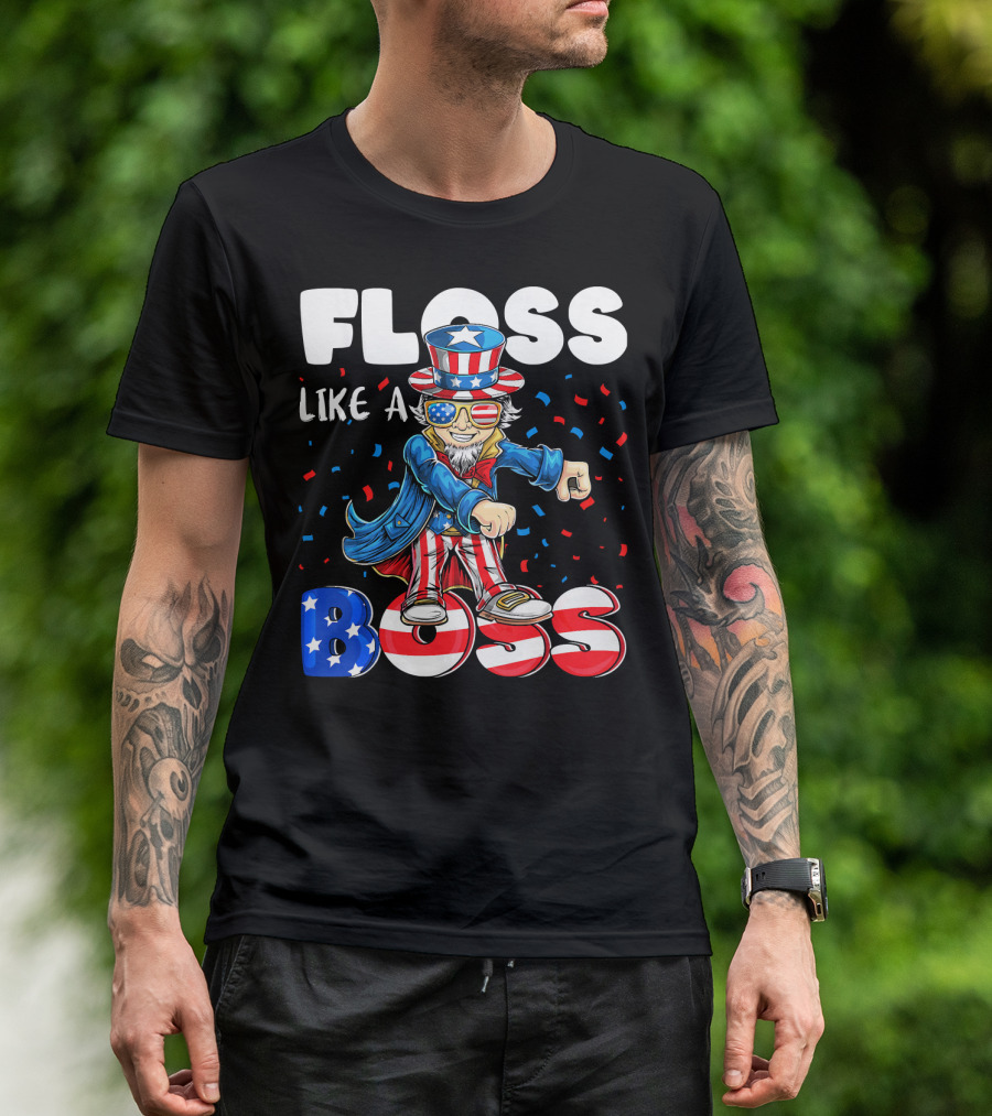 Floss Like A Boss Flossing Patriotic Uncle Sam Dance Moves T-Shirt
