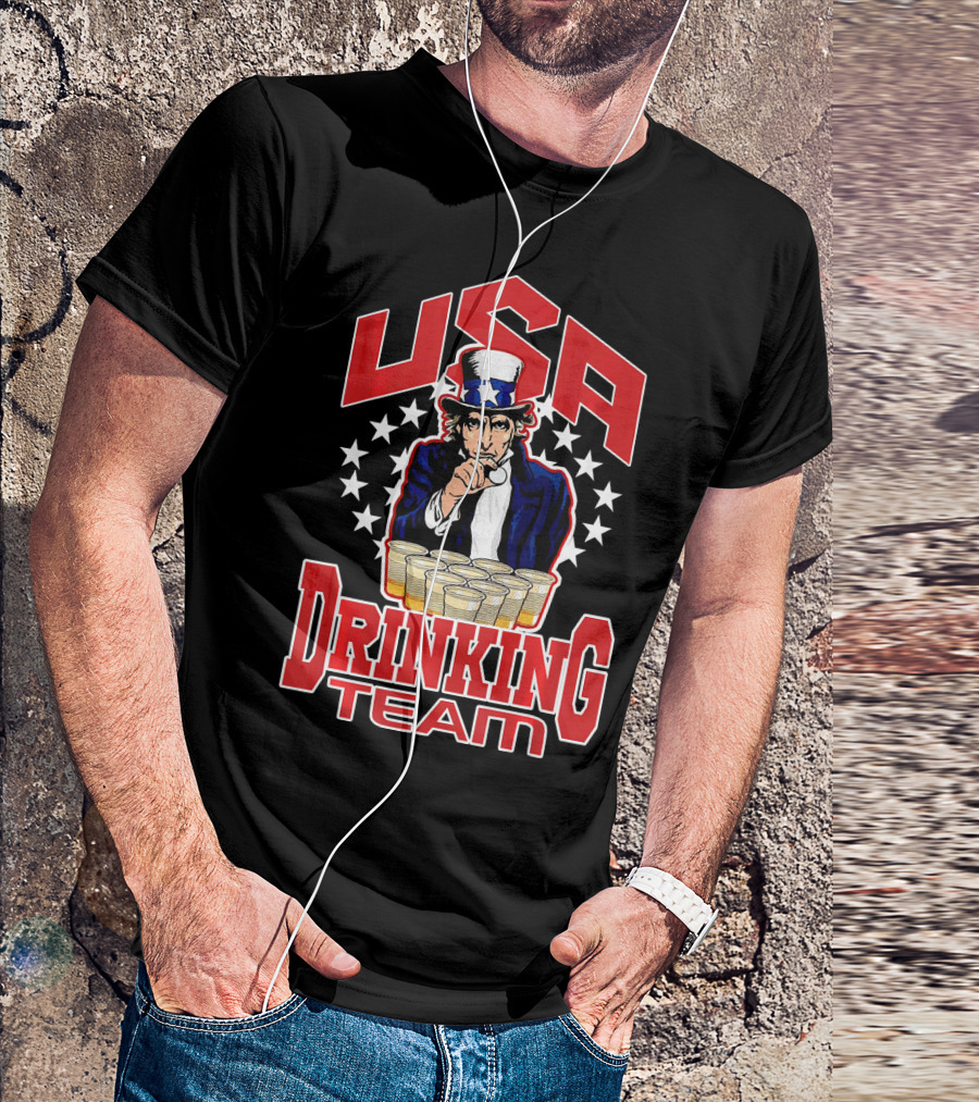 USA Uncle Sam Drinking Team Beer Pong Stars T-Shirt