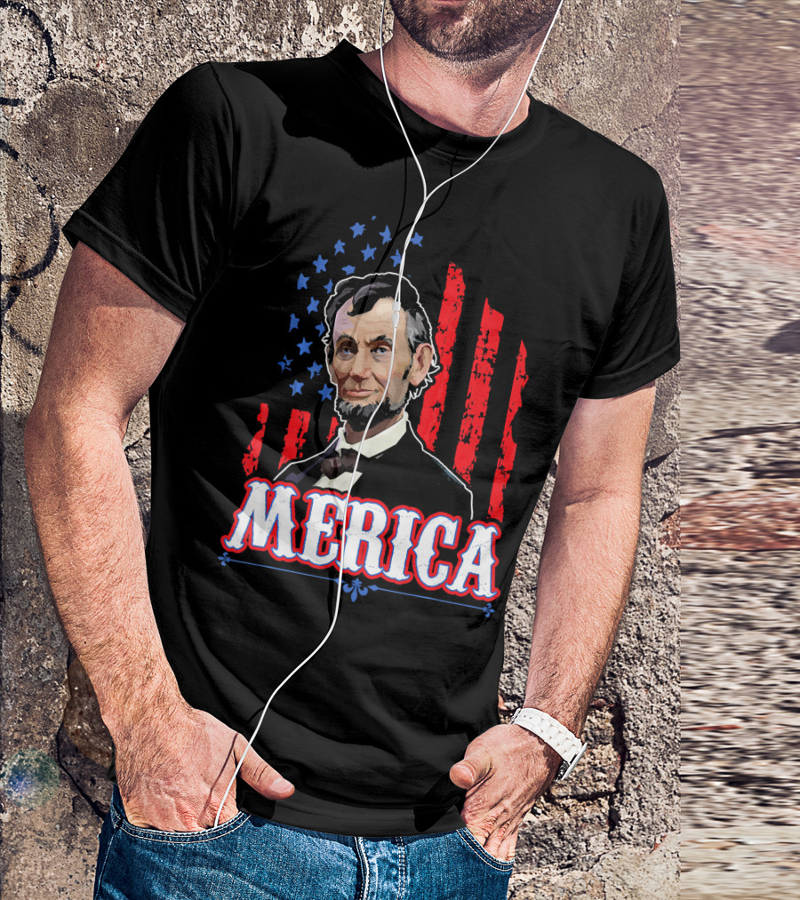Abraham Lincoln Merica USA Flag T-Shirt