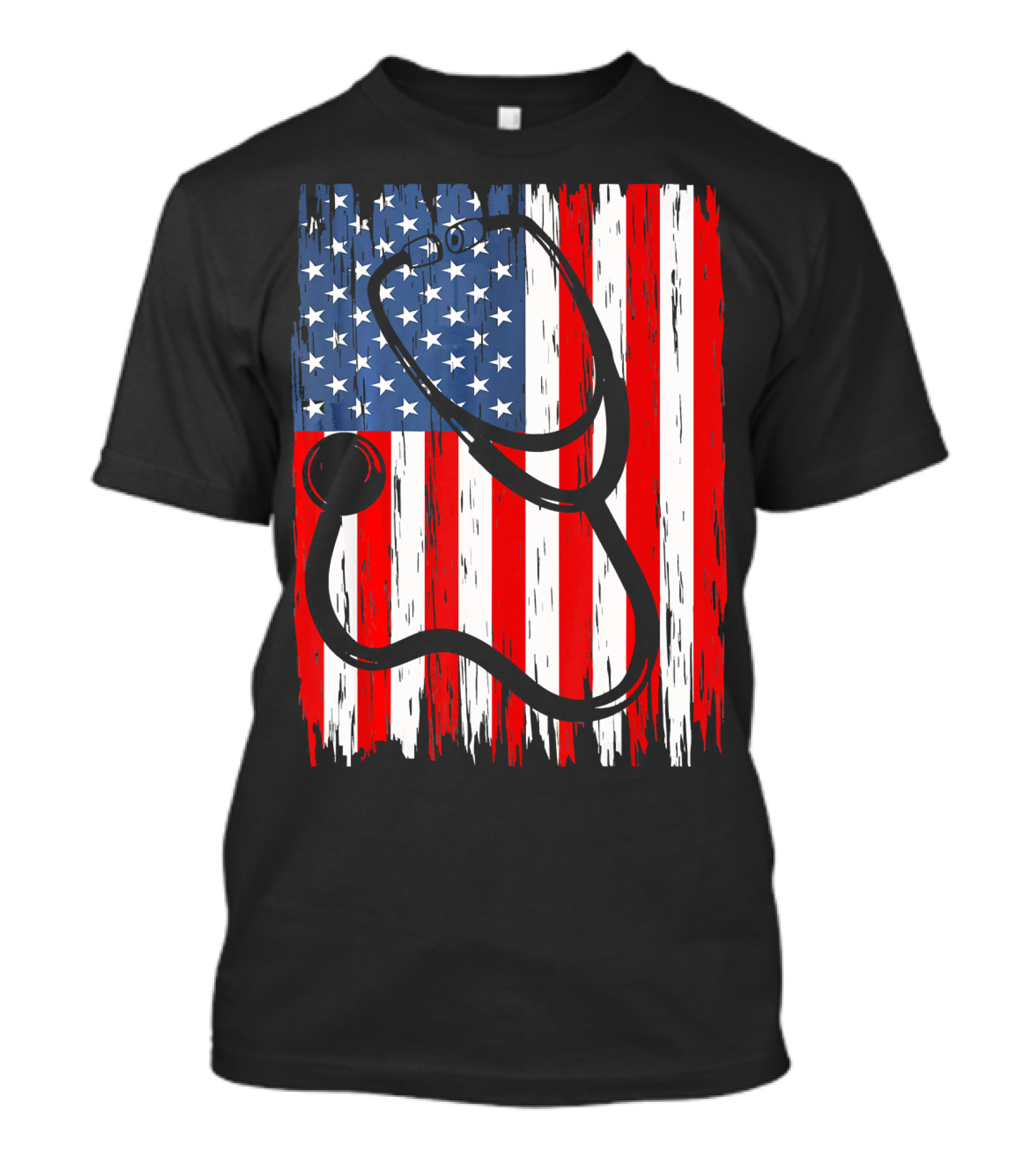 Nurse 4th Of July American Flag Stethoscope T-Shirt