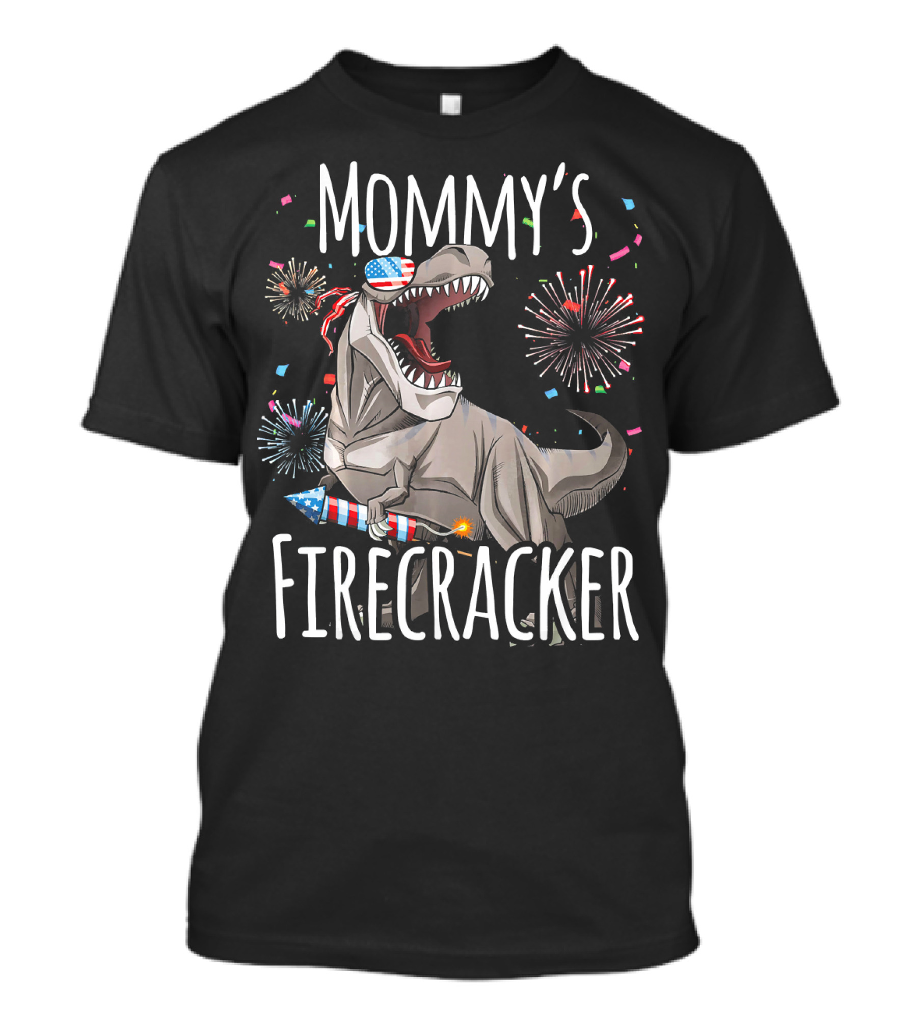 Mommy's Firecracker 4th Of July Rex Fireworks Kids T-Shirt