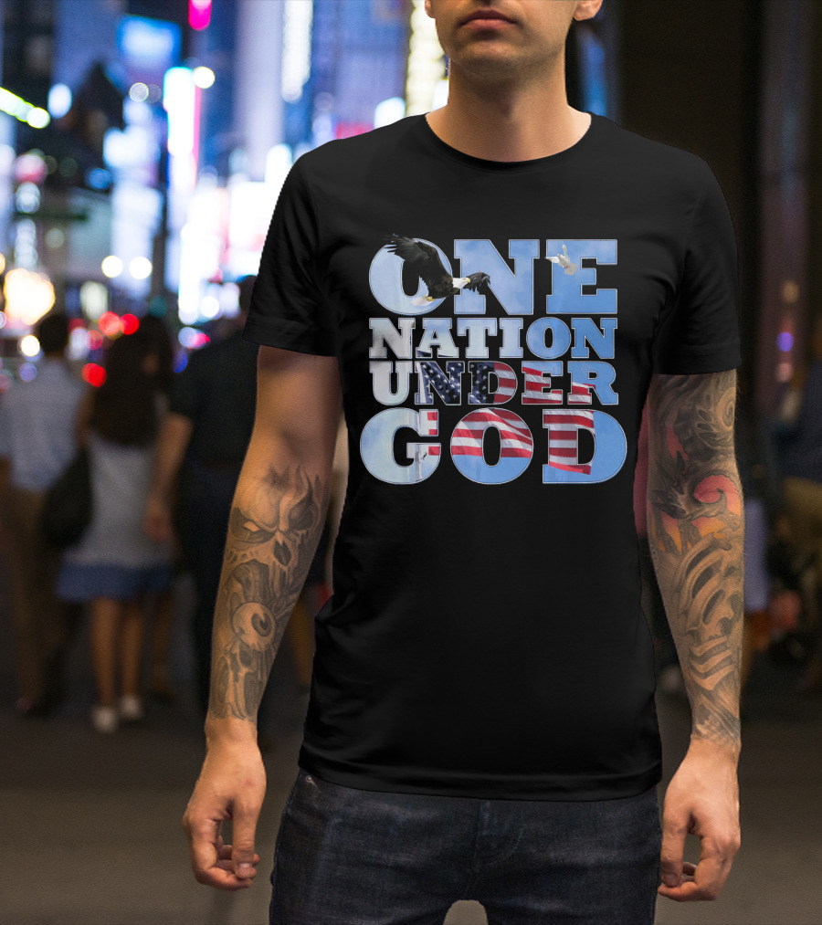 One Nation Under God USA Flag Bald Eagle T-Shirt