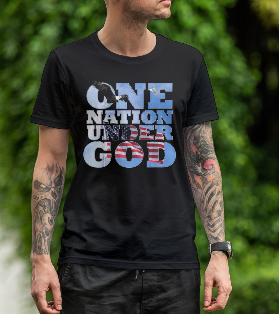 One Nation Under God USA Flag Bald Eagle T-Shirt