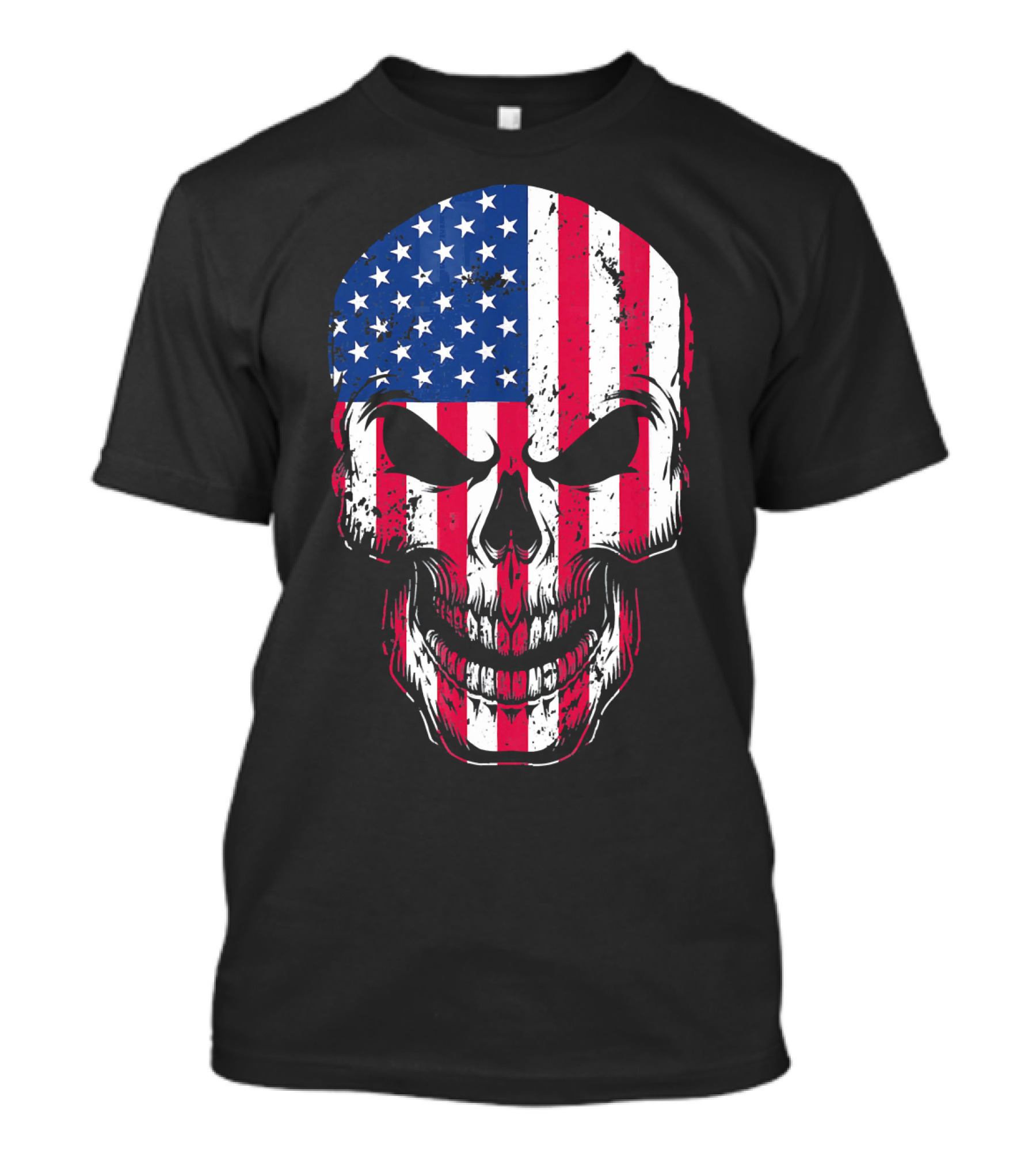4th Of July American Flag Skull Head Red Stripes Stars USA T-Shirt