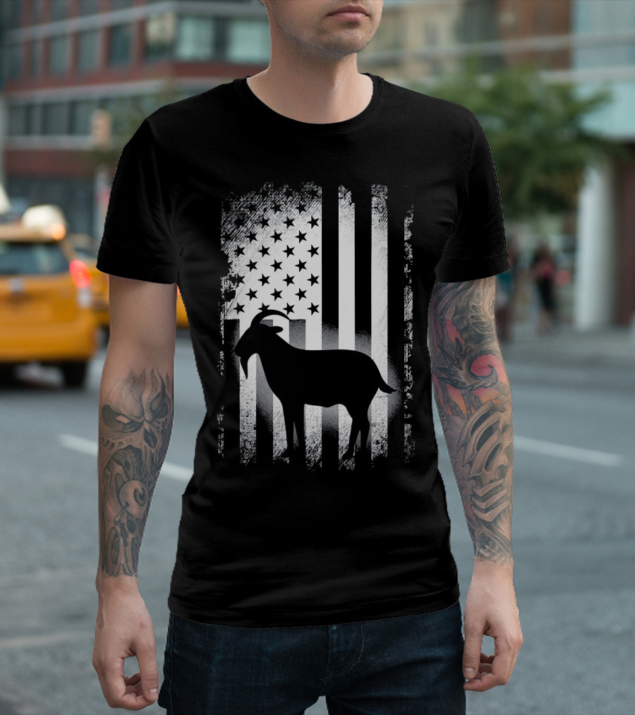 Goat American Flag USA Patriotic Silhouette T-Shirt