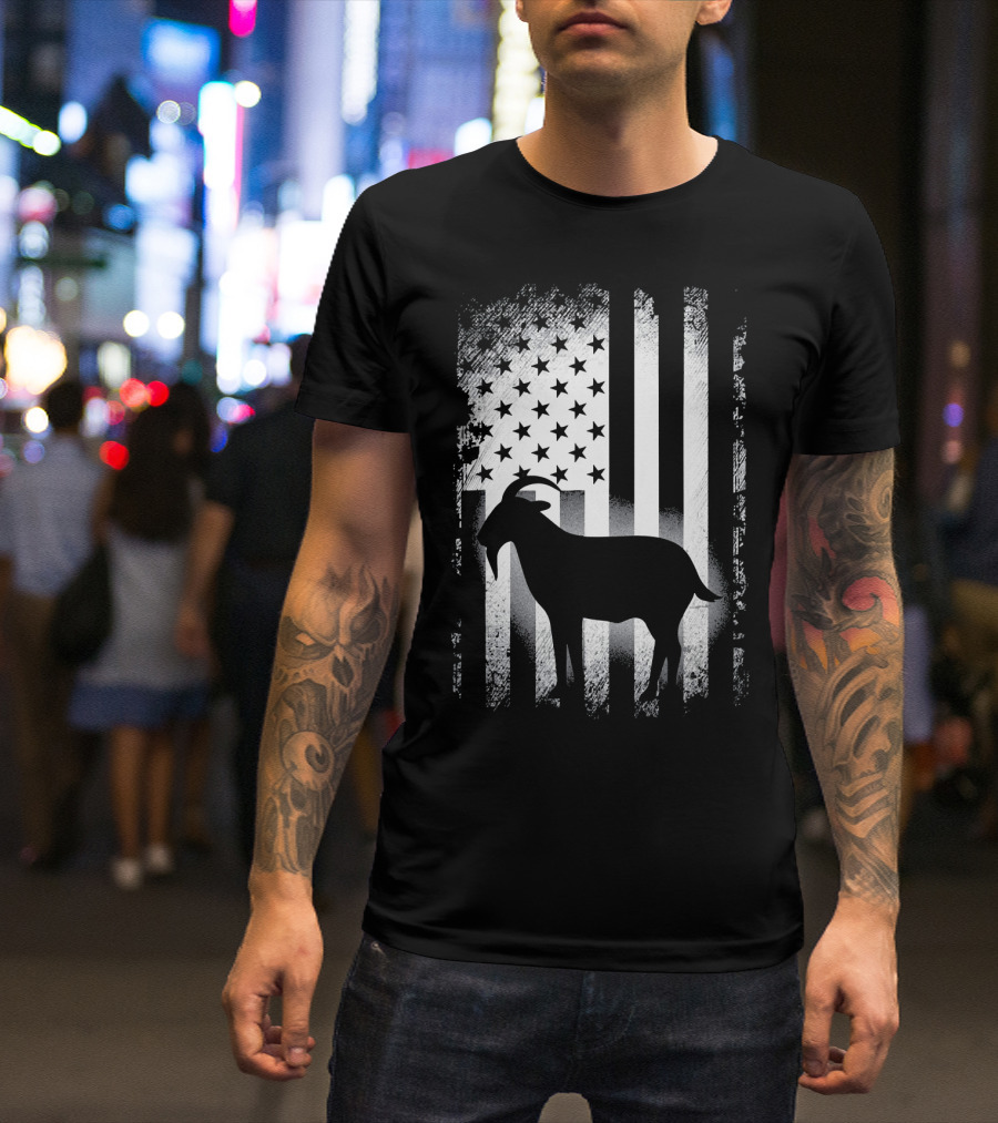 Goat American Flag USA Patriotic Silhouette T-Shirt