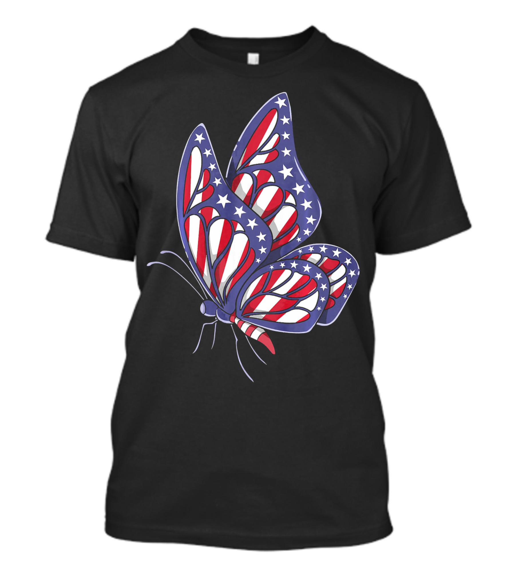 American Flag Butterfly Stars Stripes 4th Of July Patriotic T-Shirt