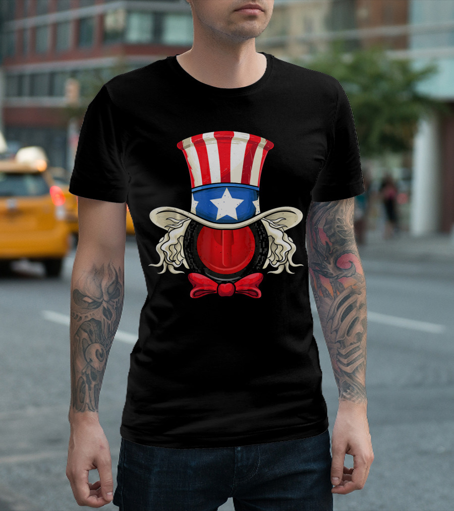 American Flag Curling Stone Uncle Sam Hat Patriotic T-Shirt