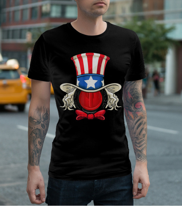 American Flag Curling Stone Uncle Sam Hat Patriotic T-Shirt