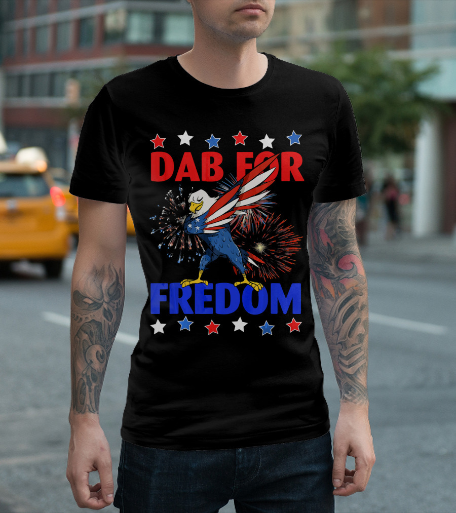 Dab For Freedom Patriotic Dabbing Eagle Firework Extravaganza T-Shirt