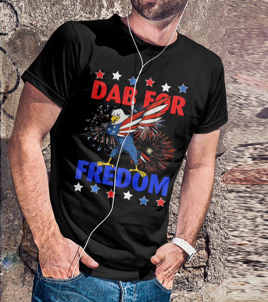 Dab For Freedom Patriotic Dabbing Eagle Firework Extravaganza T-Shirt