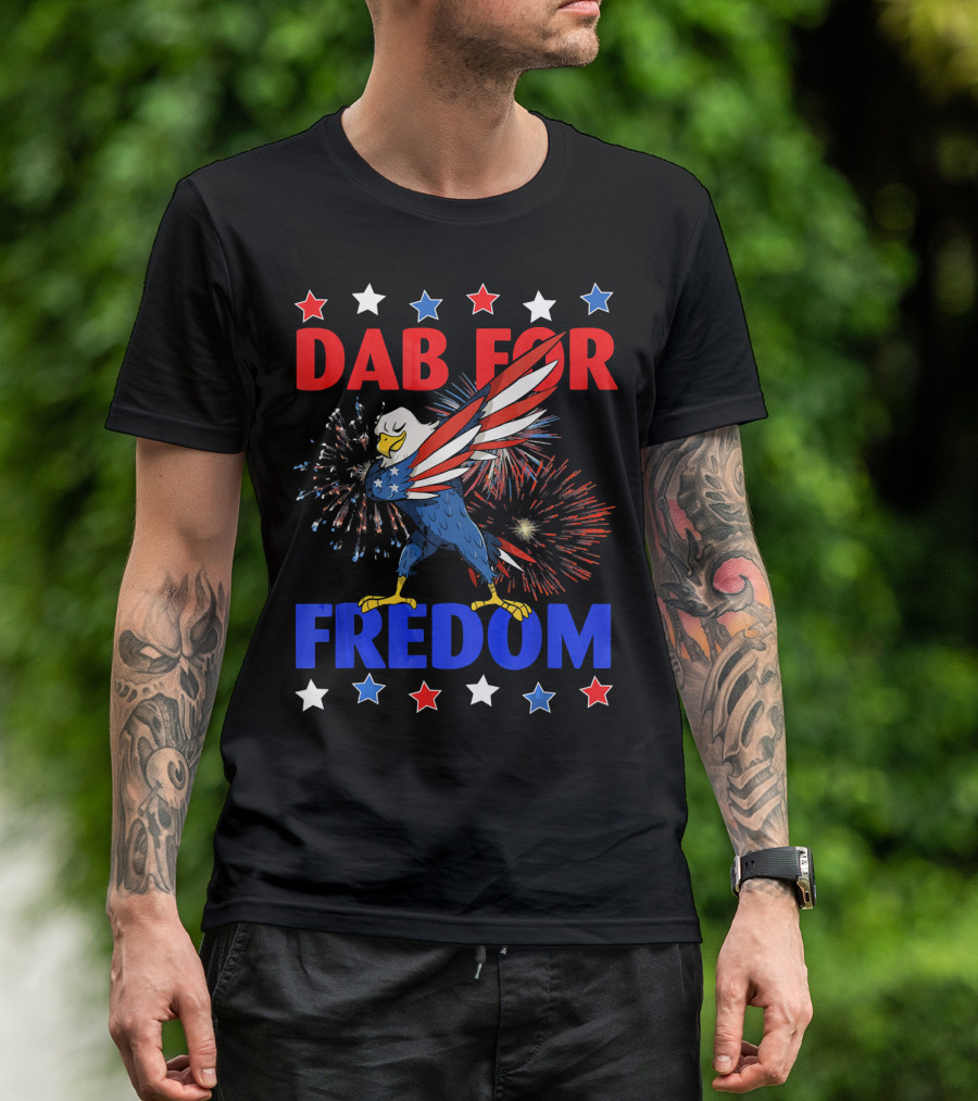 Dab For Freedom Patriotic Dabbing Eagle Firework Extravaganza T-Shirt