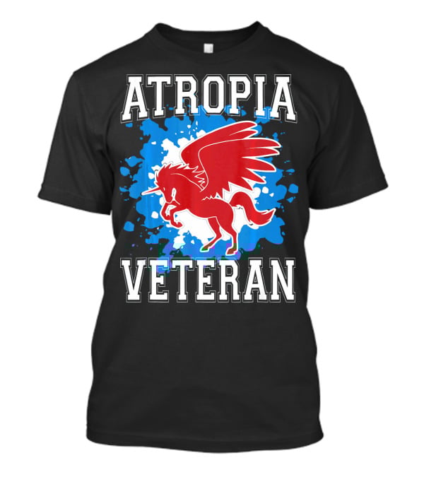 Atropia Veteran Red Winged Unicorn With Blue Splash T-Shirt