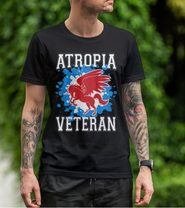 Atropia Veteran Red Winged Unicorn With Blue Splash T-Shirt