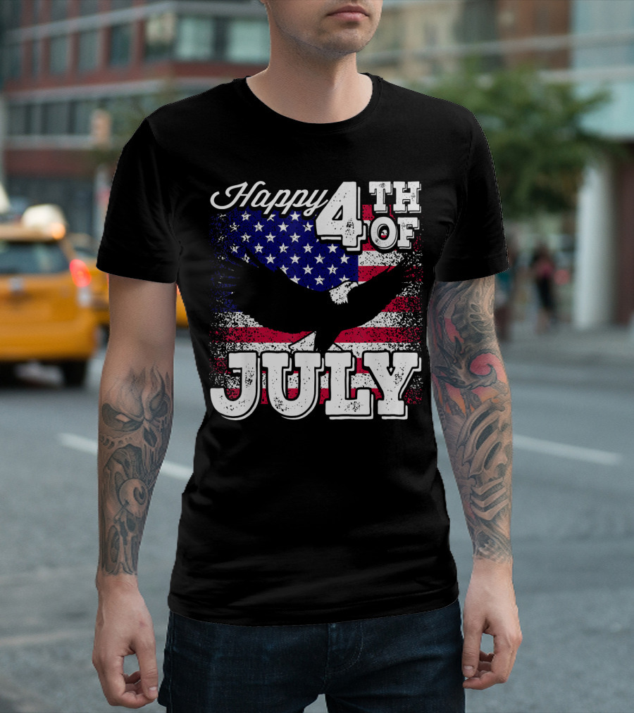 Happy 4th of July American Flag Eagle Mens T-Shirt