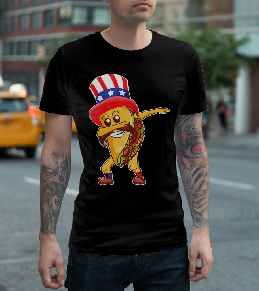Dabbing Taco 4th July Patriotic T-Shirt
