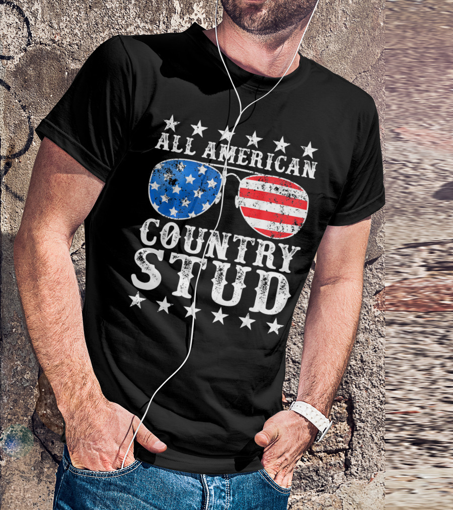 All American Country Stud 4th Of July Star Sunglasses T-Shirt