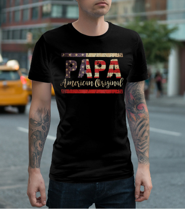 Papa American Original Vintage Flag Mens T-Shirt