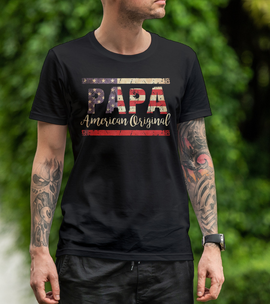 Papa American Original Vintage Flag Mens T-Shirt