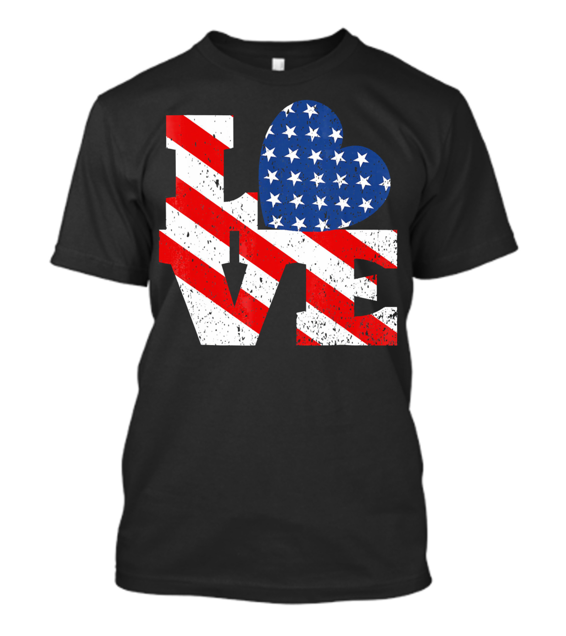 Love 4th Of July American Flag Heart Independence Day T-Shirt