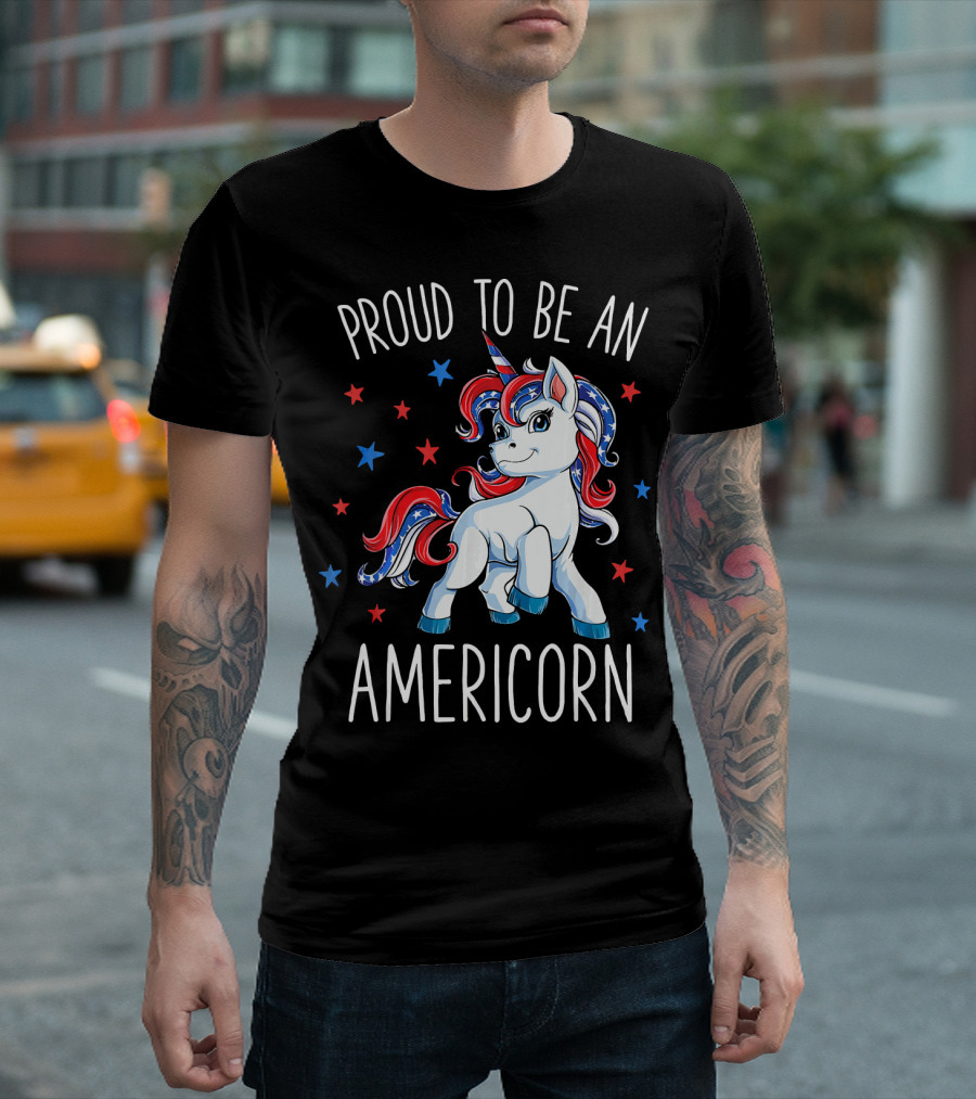 Proud to Be an Americorn Unicorn 4th of July T-Shirt
