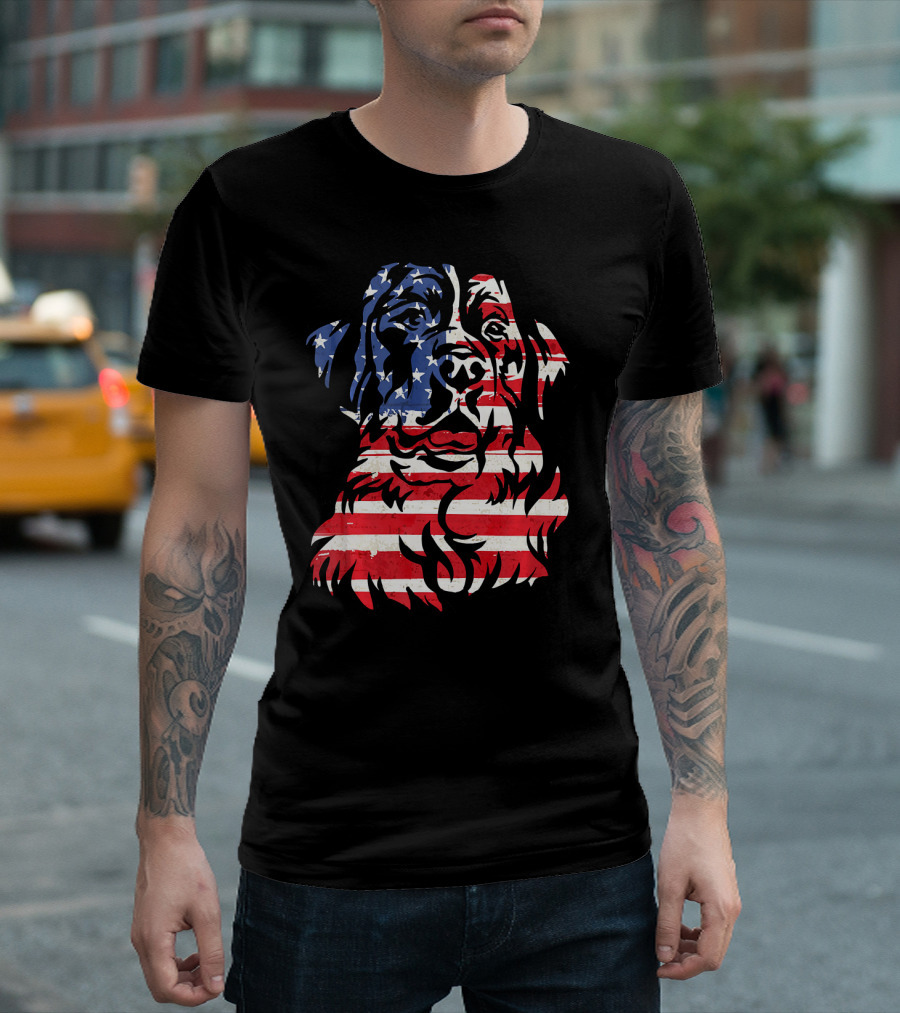 Funny Bernese Mountain Dog American Flag T-Shirt