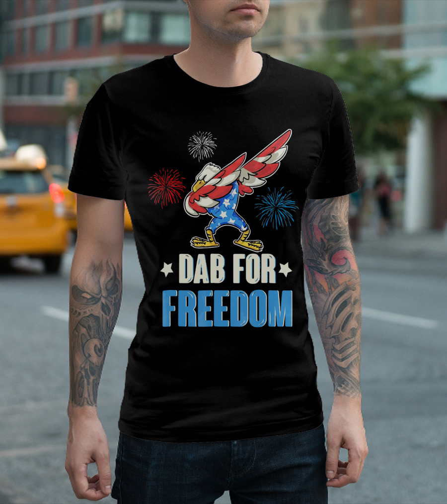 Dab For Freedom 4th Of July Eagle Fireworks T-Shirt