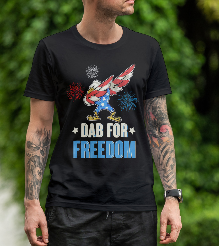 Dab For Freedom 4th Of July Eagle Fireworks T-Shirt