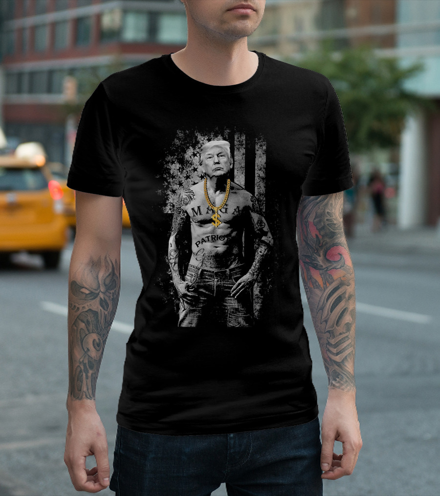 Patriotic Gangster MAGA Anti Liberal Pro Trump Dollar Sign Tattoo T-Shirt