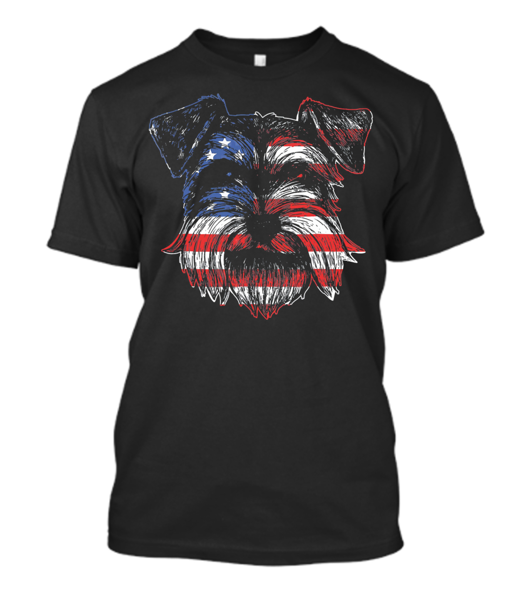 Schnauzer American Flag Patriotic 4th Of July Bow Tie T-Shirt