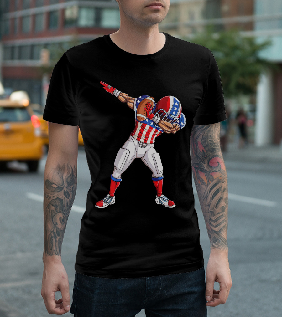 Patriotic Dabbing Football Player Fourth Of July T-Shirt