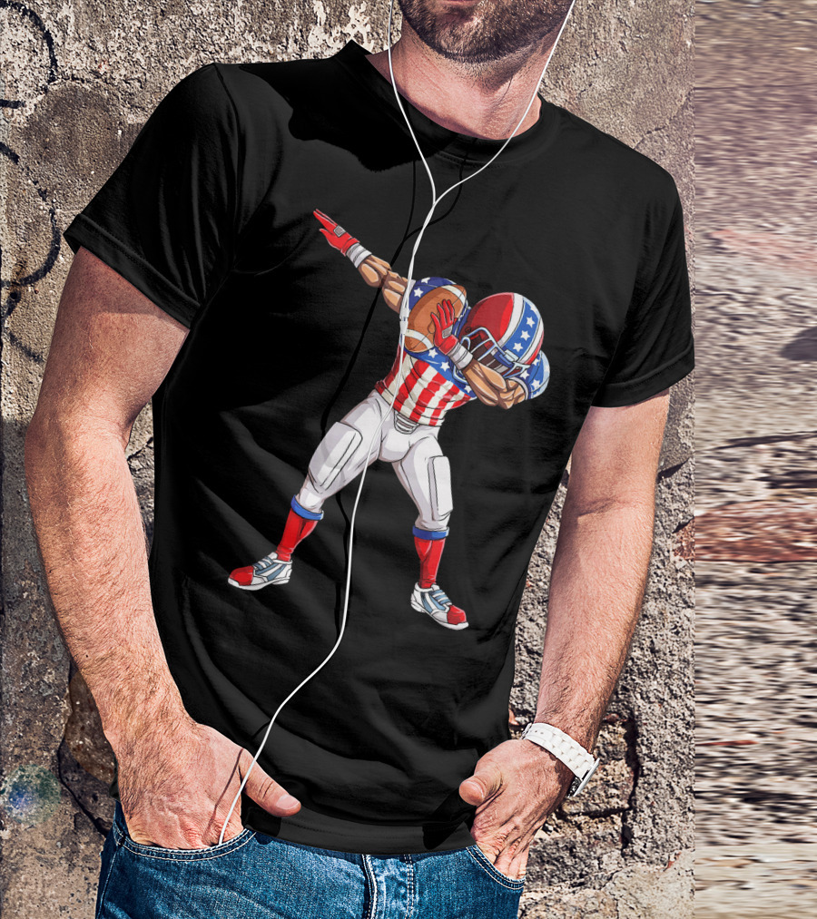 Patriotic Dabbing Football Player Fourth Of July T-Shirt