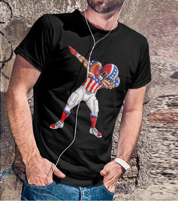 Patriotic Dabbing Football Player Fourth Of July T-Shirt