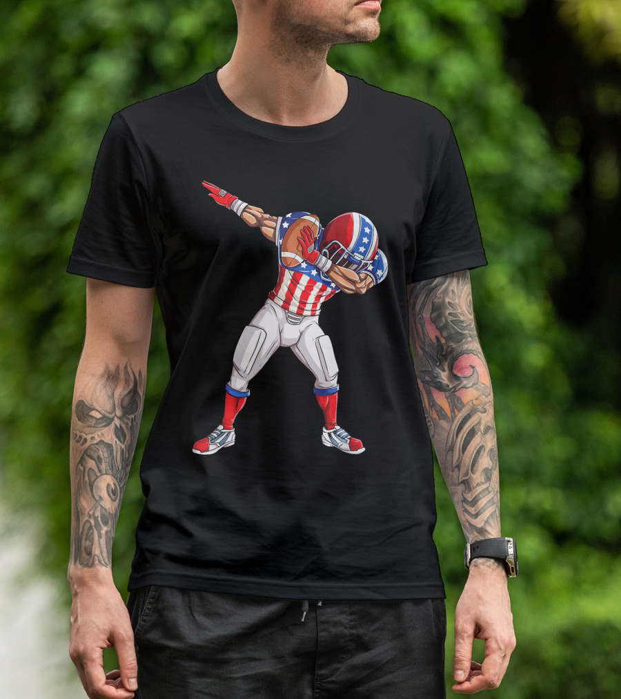 Patriotic Dabbing Football Player Fourth Of July T-Shirt