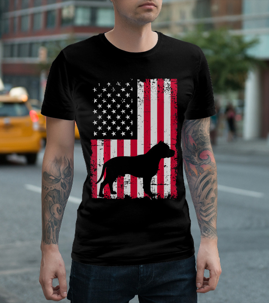 4th Of July Merica Patriotic USA Flag With Dog T-Shirt