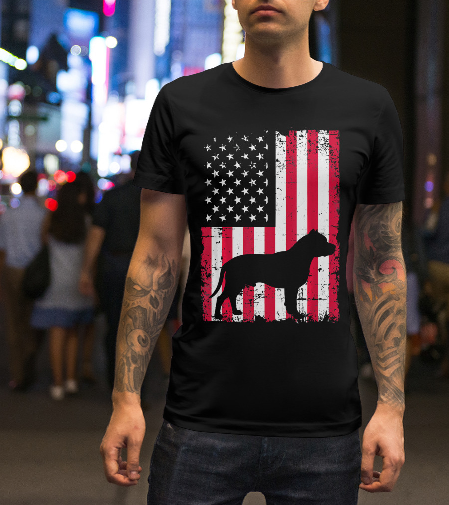 4th Of July Merica Patriotic USA Flag With Dog T-Shirt