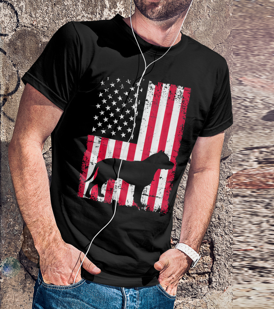 4th Of July Merica Patriotic USA Flag With Dog T-Shirt